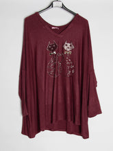 Bluse med katte - oversize - Ingen returret - ITNOV24